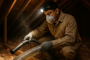 Technician cleaning air ducts